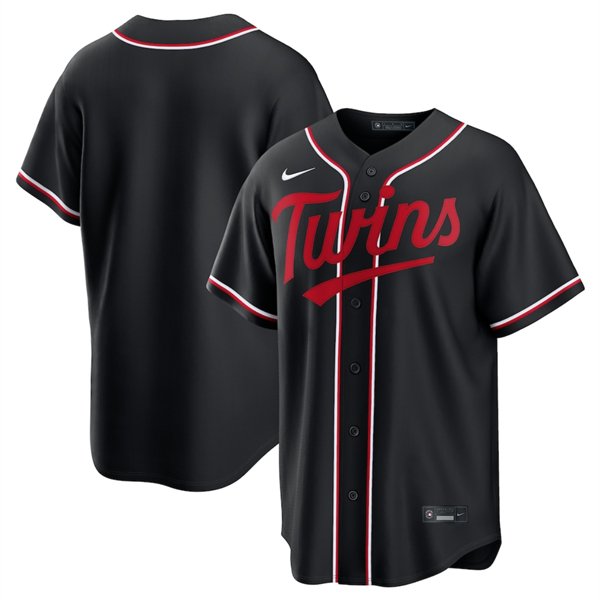 Men's Minnesota Twins Blank Black Out Stitched Baseball Jersey