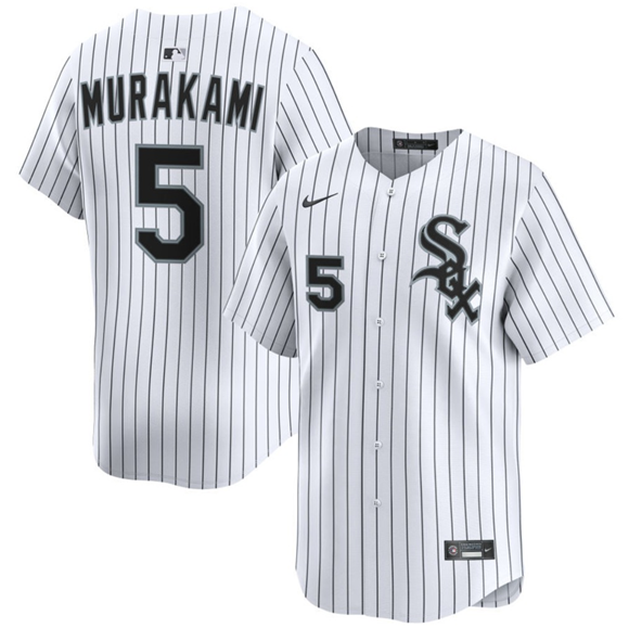 Men's Chicago White Sox #5 Munetaka Murakami White 2025 Home Limited Stitched Baseball Jersey