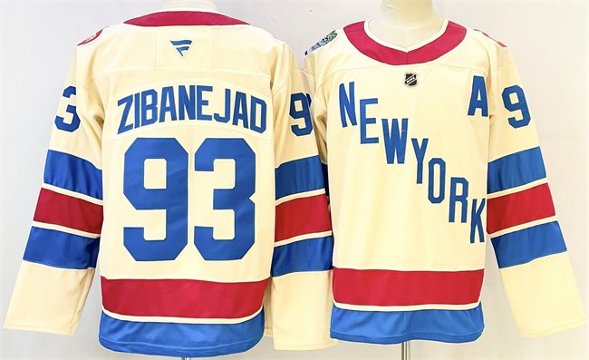 Men's New York Rangers #93 Mika Zibanejad Beige 2025-26 Winter Classic With A Patch Stitched Hockey Jersey