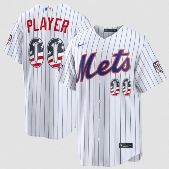 Men's New York Mets Active Player Custom White 2026 All-Star Edition Stars & Stripes & USA 250 Fourth of July Home Stadium Stitched Baseball Jersey