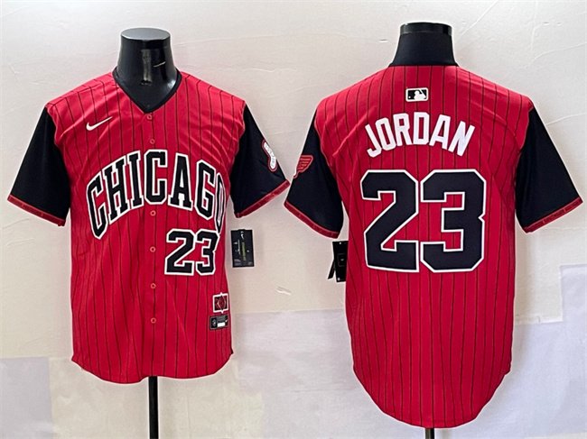 Men's Chicago White Sox #23 Michael Jordan Red Black 2025 City Connect Limited Stitched Baseball Jersey