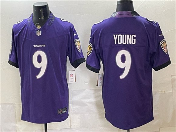 Men's Baltimore Ravens #9 Zion Young Purple 2026 F.U.S.E. Vapor Limited Football Stitched Jersey