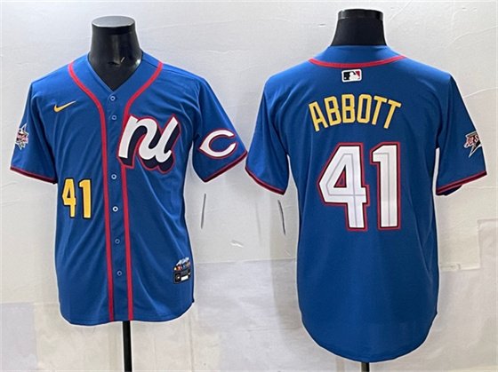 Men's National League #41 Andrew Abbott Blue 2025 All-Star Edition Limited Stitched Baseball Jersey