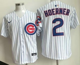 Men's Chicago Cubs #2 Nico Hoerner White Limited Cool Base Jersey