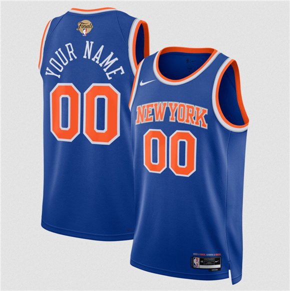 Men's New Yok Knicks Active Player Custom Blue 2026 Finals Patch Icon Edition Stitched Basketball Jersey