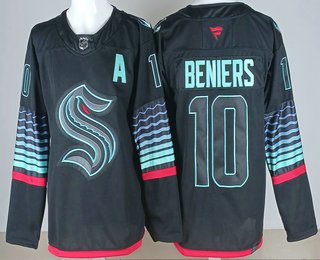 Men's Seattle Kraken #10 Matty Beniers Black Alternate Authentic Jersey
