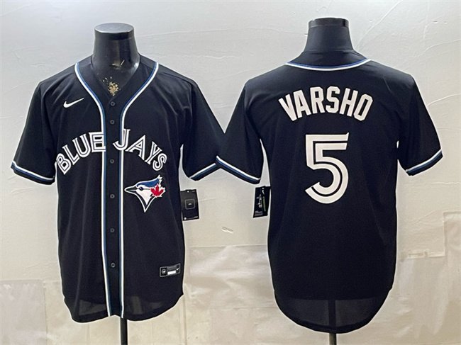 Men's Toronto Blue Jays #5 Daulton Varsho 2026 Fashion Replica Black Out Stitched Baseball Jersey