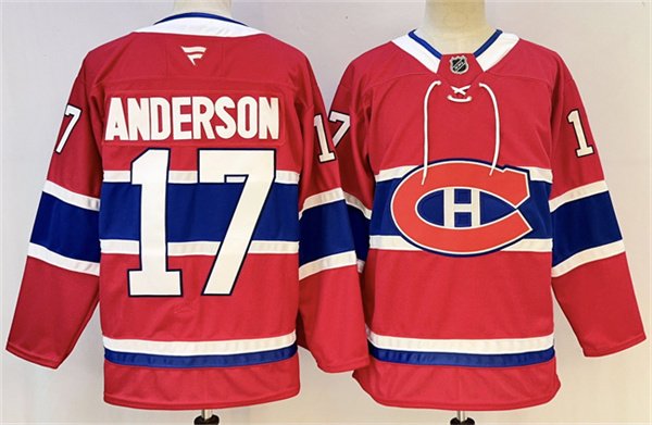 Men's Montreal Canadiens #17 Josh Anderson Red 2024-25 Stitched Jersey