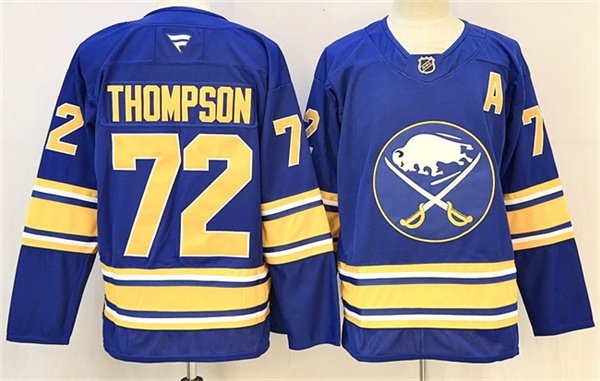 Men's Buffalo Sabres #72 Tage Thompson Blue 2024-25 With A Patch Stitched Jersey