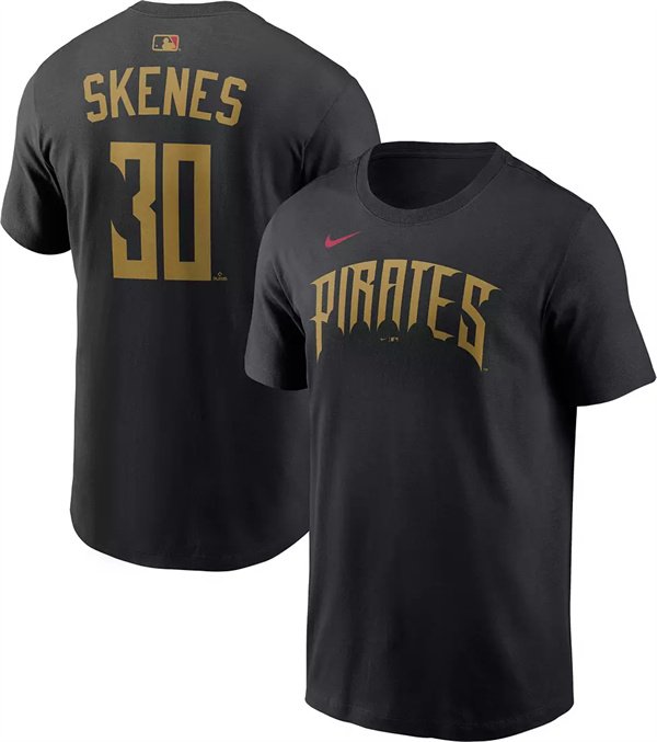 Men's Pittsburgh Pirates #30 Paul Skenes Black 2026 City Connect T-Shirt