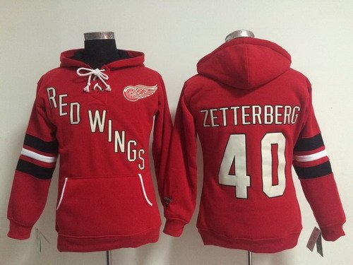 Old Time Hockey Detroit Red Wings #40 Henrik Zetterberg Red Womens Hoodie
