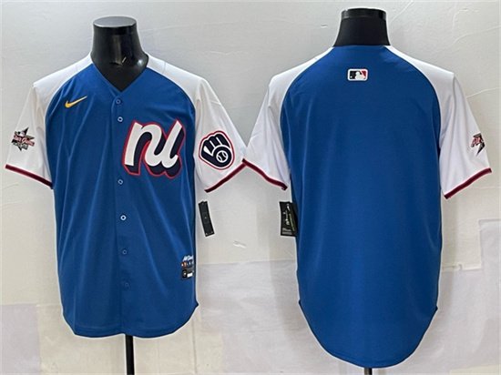 Men's National League Milwaukee Brewers Blank Blue Alternate 2025 All-Star Edition Limited Stitched Baseball Jersey