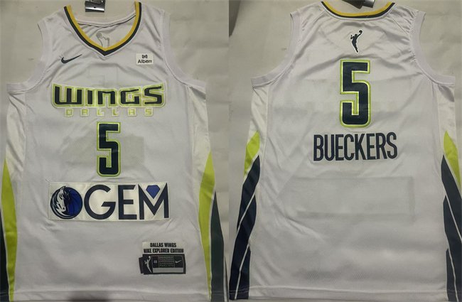 Men's Dallas Wings #5 Paige Bueckers White 2025 Stitched Basketball Jersey