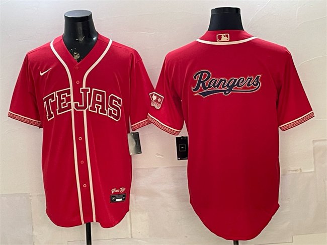 Men's Texas Rangers Team Big Logo Red 2026 City Connect Stadium Stitched Baseball Jersey