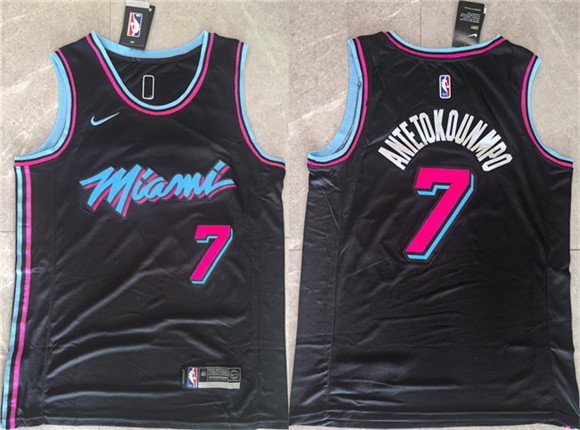 Men's Miami Heat #7 Giannis Antetokounmpo Black 2026 Original Vice Nights Swingman Stitched Basketball Jersey