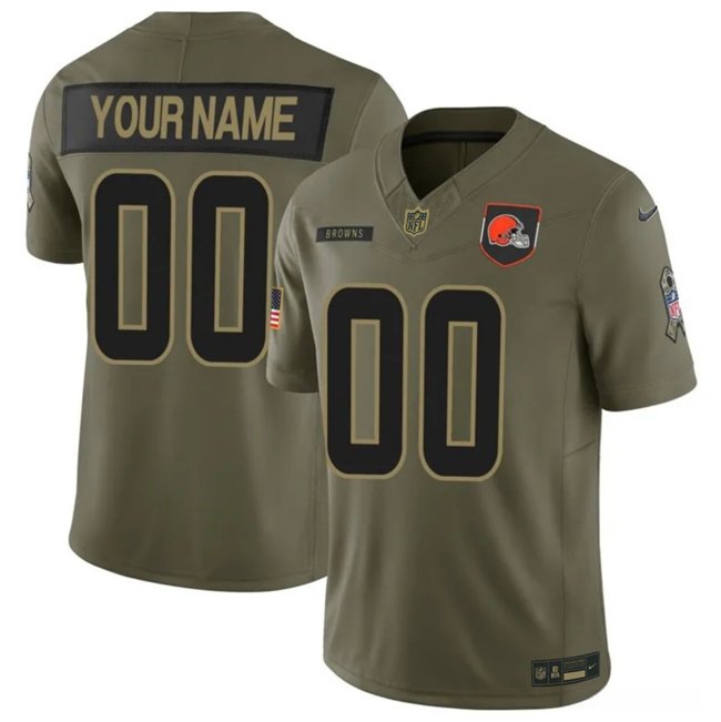 Men's Cleveland Browns Active Player Custom Olive 2025 F.U.S.E. Salute to Service Limited Stitched Football Jersey
