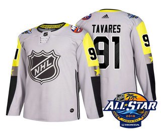 Men's New York Islanders #91 John Tavares Grey 2018 NHL All-Star Stitched Ice Hockey Jersey