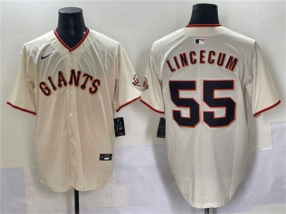 Men's San Francisco Giants #55 Tim Lincecum Cream 2024 Home Limited Stitched Baseball Jersey