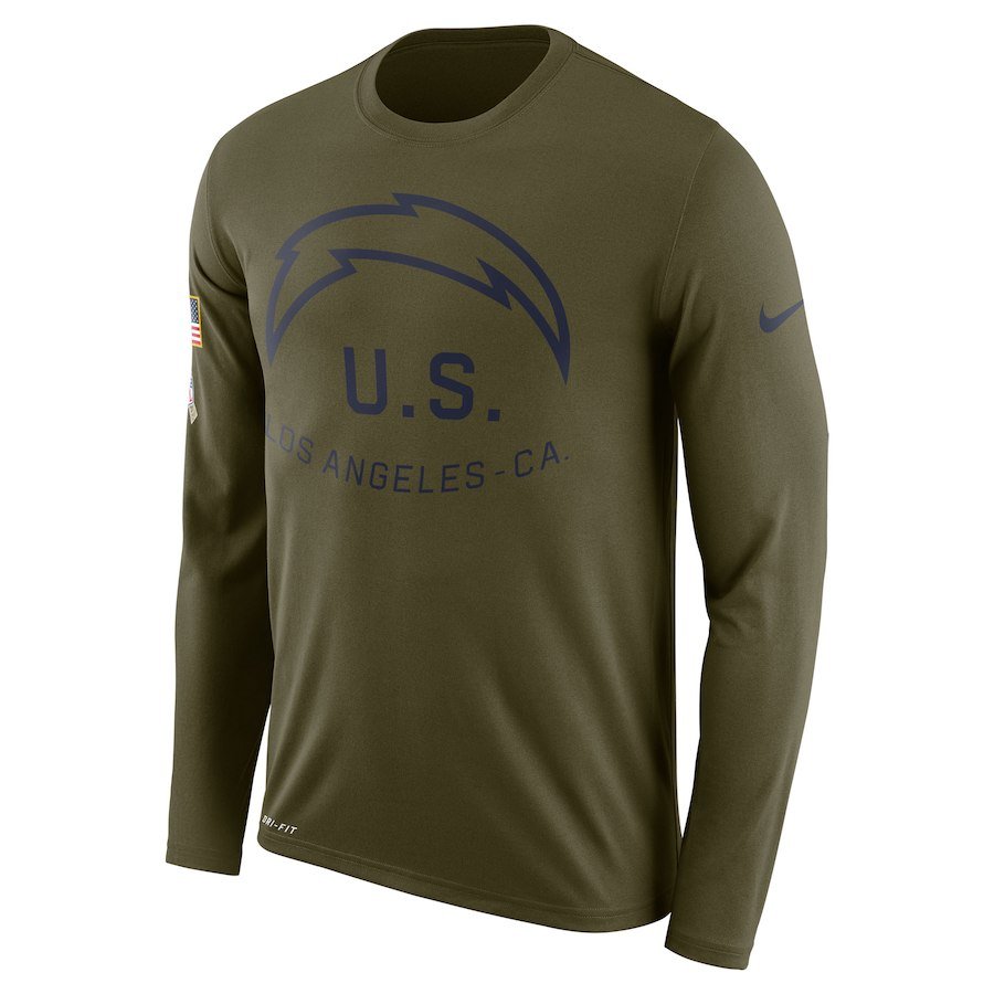 Los Angeles Chargers Nike Salute To Service Sideline Legend Performance Long Sleeve T-Shirt Olive
