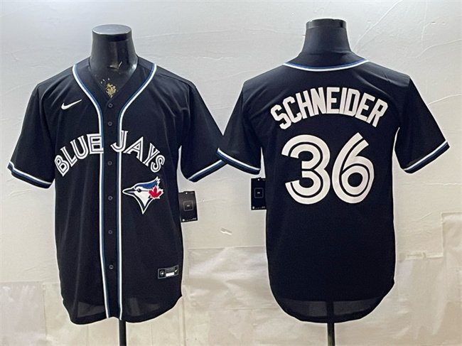 Men's Toronto Blue Jays #36 Davis Schneider 2026 Fashion Replica Black Out Stitched Baseball Jersey
