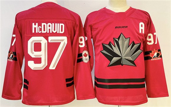 Men's Canada Hockey #97 Connor McDavid Red With A Patch Stitched Jersey