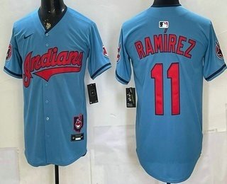 Men's Cleveland Guardians #11 Jose Ramirez Blue Limited Jersey