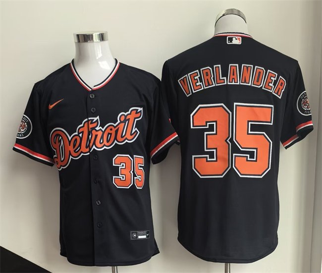 Men's Detroit Tigers #35 Justin Verlander Black 2026 Cool Base Stitched Baseball Jersey