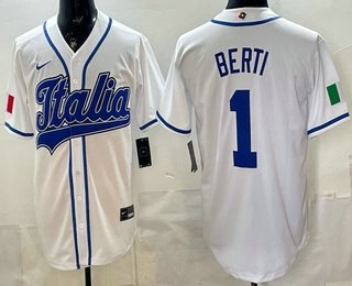 Men's Italy #1 Jonathon Berti White 2026 World Baseball Classic Cool Base Jersey