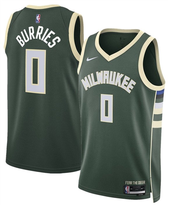 Men's Milwaukee Bucks #0 Brayden Burries Green 2026 Draft Icon Edition Stitched Basketball Jersey