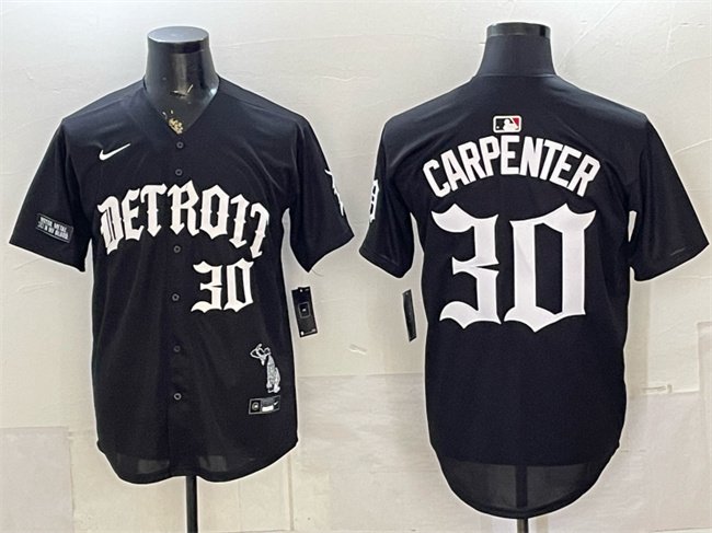 Men's Detroit Tigers #30 Kerry Carpenter 2026 Black 'Motor Gothic Edition' Vapor Premier Limited Stitched Baseball Jersey