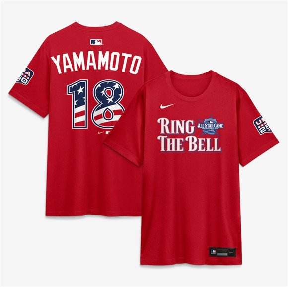 Men's National League #18 Yoshinobu Yamamoto Red 2026 All-Star Game Name & Number T-Shirt