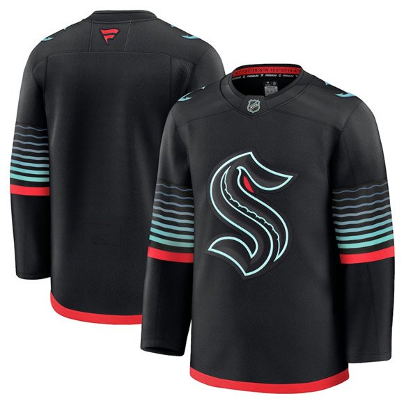 Men's Seattle Kraken Blank Black Alternate Stitched Hockey Jersey